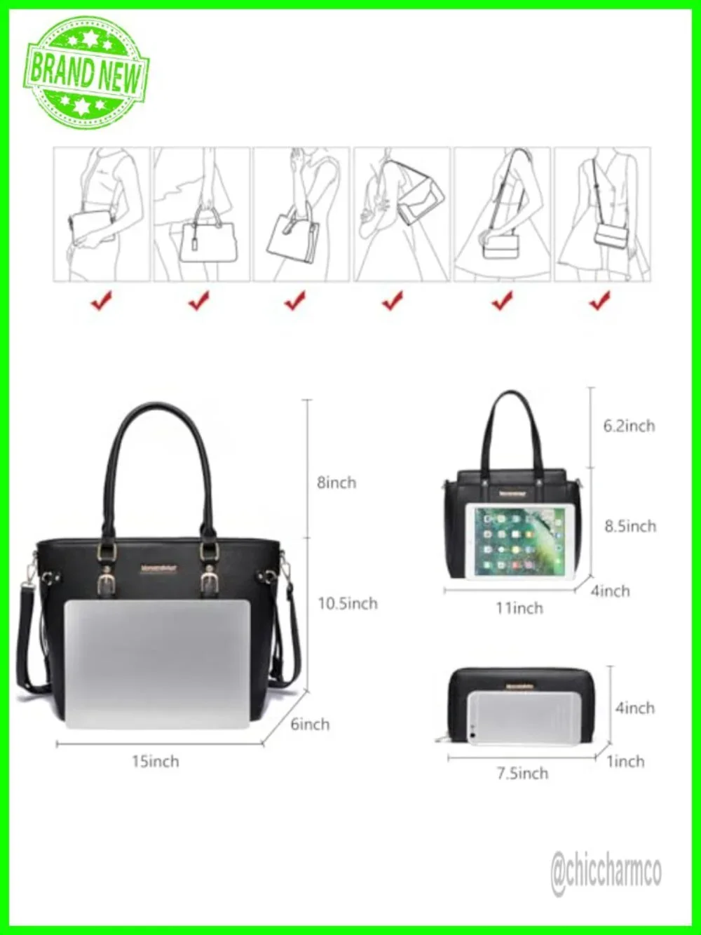 Montana West 3PCS Purses for Women Tote Bag and Wallet Set Shoulder Satchel